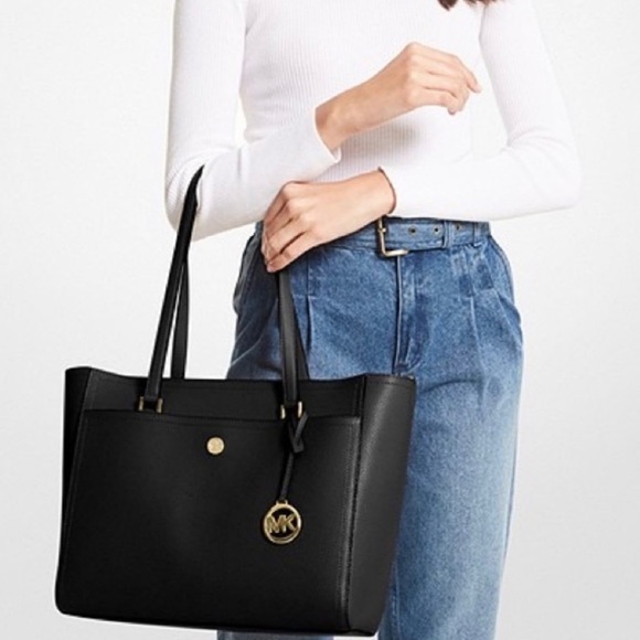 Michael Kors Maisie Large Pebbled Leather 3 in 1 Black Tote NWT - Picture 5 of 9